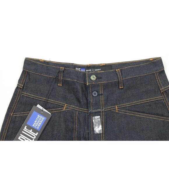 NOS Vtg 90s Marithe Francois Girbaud Mens 33 Baggy Denim Jean Shorts Raw Blue - Picture 2 of 10